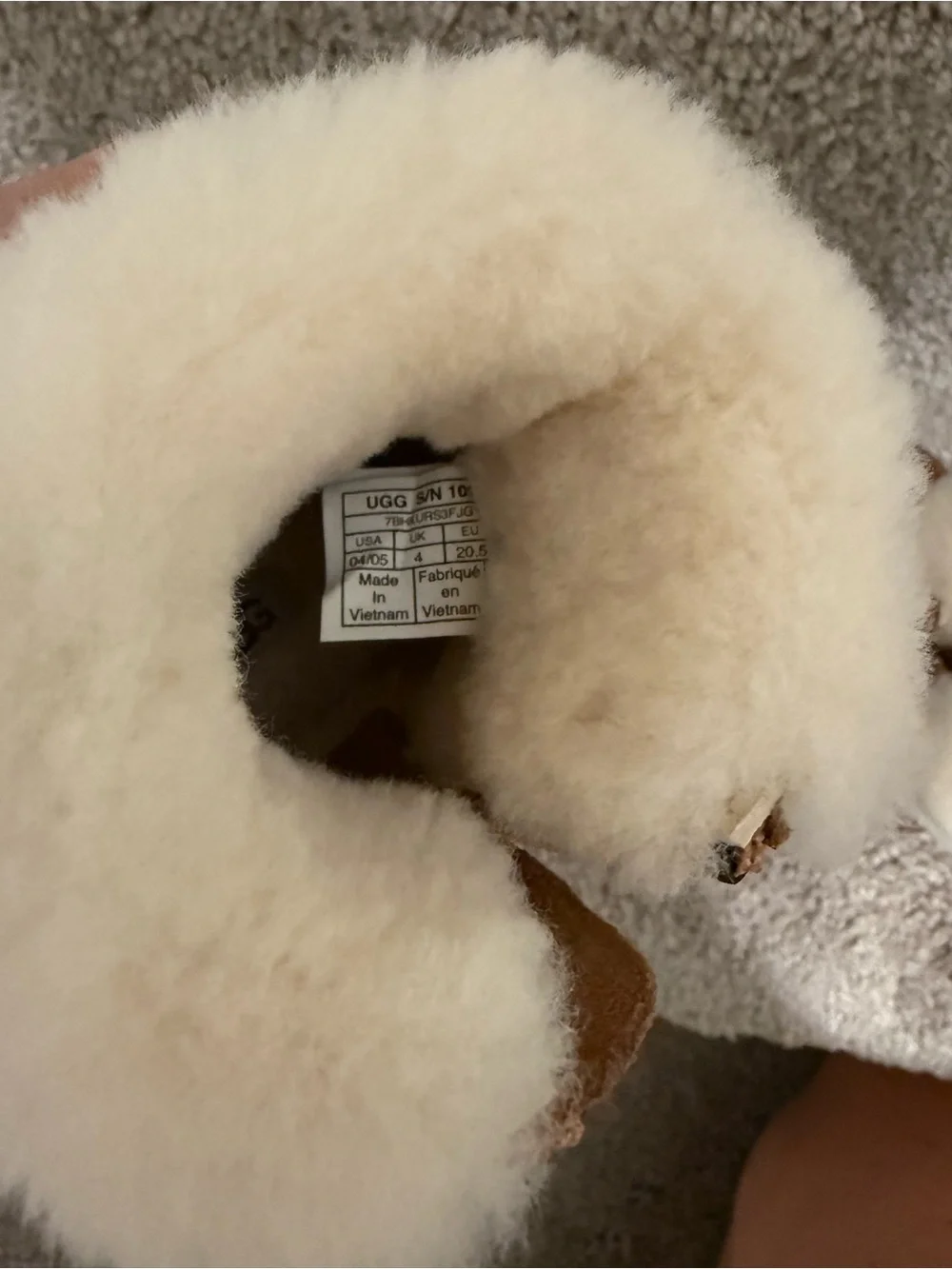 UGG Kids Chestnut Suede Boots with Cream Fur Cuff